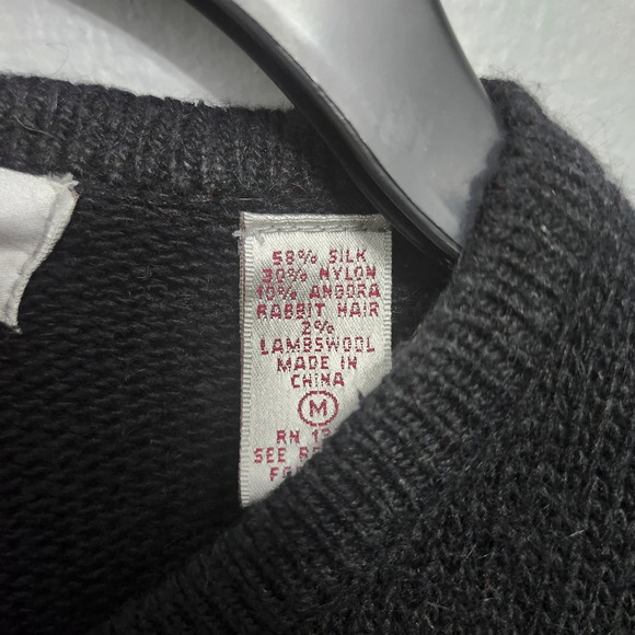Karen Scott vintage women's sweater cardigan size M black silk rabbit ha… - Picture 5 of 6